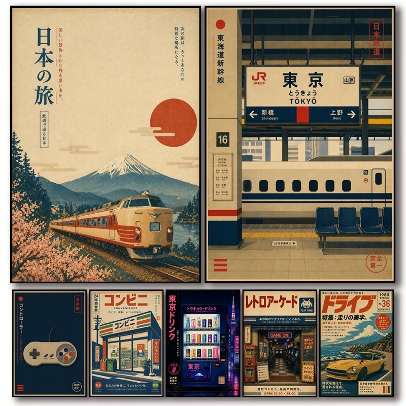 ヴィンテージ日本の伝統的な店舗鉄道駅ゲームアーケードカーポス - Japanese Traditional Lifestyle のレビューと価格